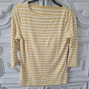 a new day Yellow & White Striped Boatneck Top